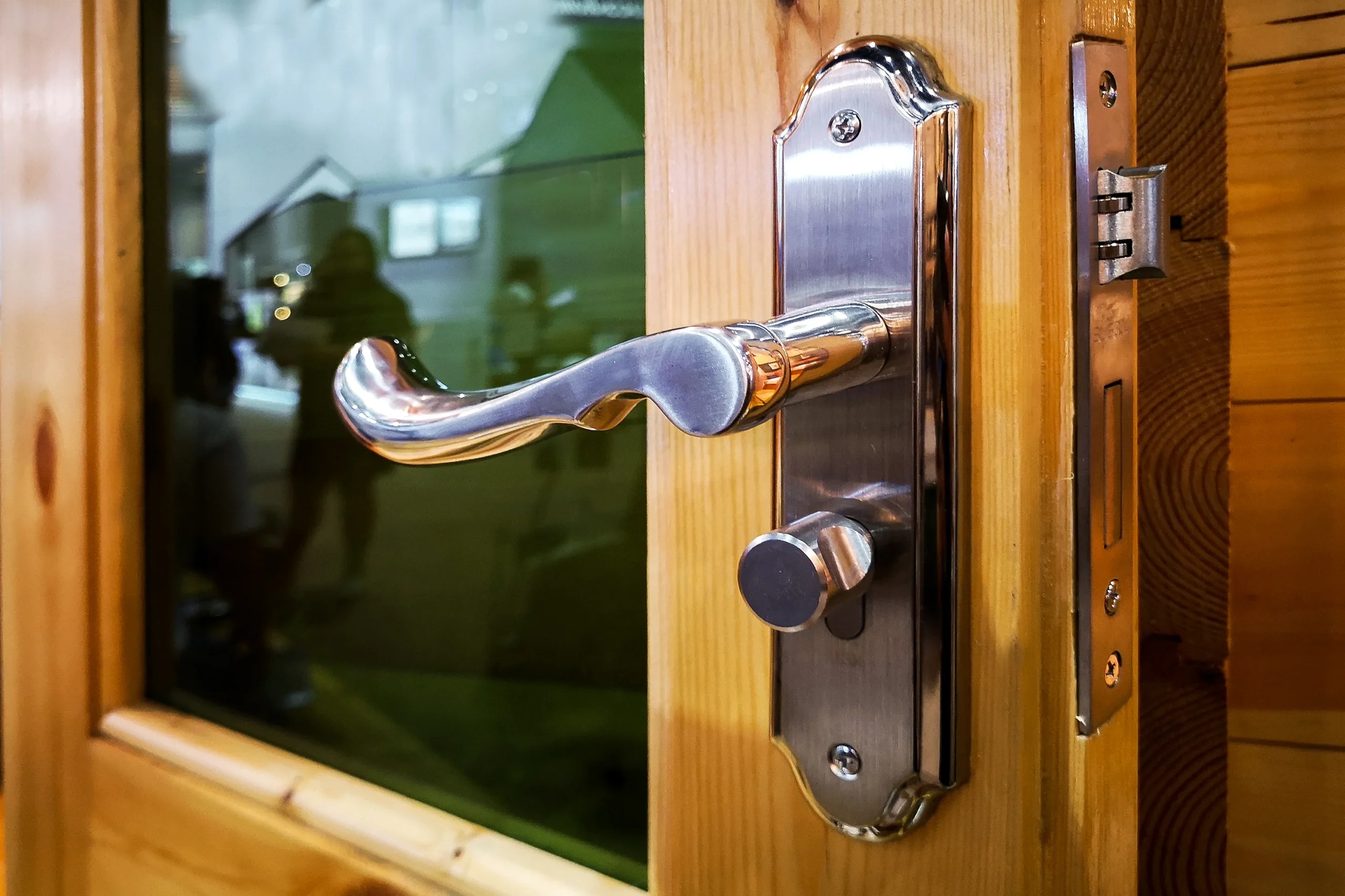 Modern style door handle on natural